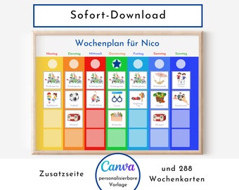 Personalized weekly plan "Montessori" for children and young people, 288 routine cards, PDF instant download, routine plan according to Montessori