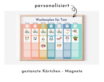 Personalisierter Wochenplan für Kinder und Teenager, 246 Routine Karten, Klett, laminiert, magnetisch, Montessori Routineplan "Regenbogen"