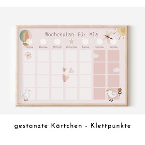 Wochenplan "Schmetterlinge" mit Name personalisiert, 246 Routine Karten, laminiert magnetisch Klett, Routineplan für Kinder und Jugendliche