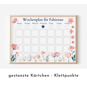 Personalisierter Wochenplan für Kinder und Teenager, 246 Routine Karten, laminiert magnetisch, Geschenkidee Geburtstag Routineplan "Blumen"