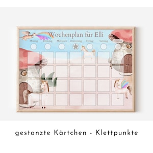 Personalisierter Wochenplan "Drache und Einhorn" für Kinder mit 246 Routine Karten, Routineplan mit Bildkarten von Familie Nordstern