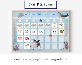 Personalisierter Wochenplan "Meer" für Kinder 246 Routine Karten, Klett, laminiert, magnetisch, Routineboard, Montessori Routineplan