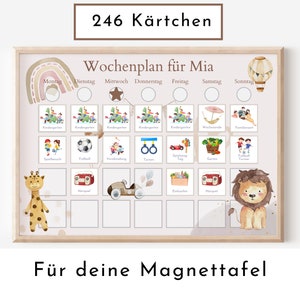 Magnetboard Wochenplan Boho personalisiert für Kinder, 246 Routine Karten, Neodym-Magnete, Montessori Routineplan von Familie Nordstern Bild 1