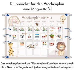 Magnetboard Wochenplan Boho personalisiert für Kinder, 246 Routine Karten, Neodym-Magnete, Montessori Routineplan von Familie Nordstern Bild 4
