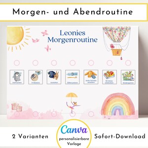 Personalisierte Morgenroutine und Abendroutine "Ballett", Sofort-Download, 60 Routinekarten, Montessori Routineplan von Familie Nordstern