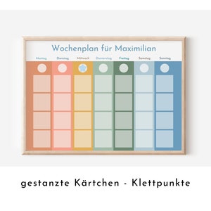 Wochenplan "Himmel und Erde" mit Name personalisiert, 246 Routine Karten, laminiert magnetisch, Routineplan für Kinder und Jugendliche
