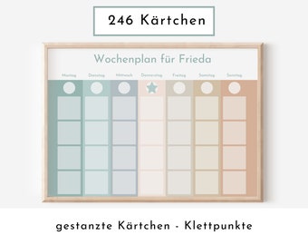 Wochenplan "Salbei und Haselnuss" mit Name personalisiert, 246 Routine Karten, laminiert magnetisch, Routineplan für Kinder und Jugendliche