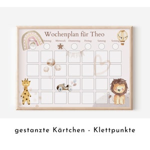 Personalisierter Wochenplaner "Boho" mit 246 Routine Karten für Kinder, laminiert, magnetisch, Montessori Routineplan von Familie Nordstern
