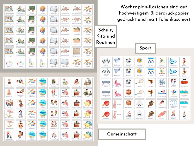 Magnetboard Wochenplan Baustelle personalisiert für Kinder, 246 Routine Karten, Magnete, Montessori Routineplan von Familie Nordstern nur Wochenplan-Kärtchen - kein Wochenplan