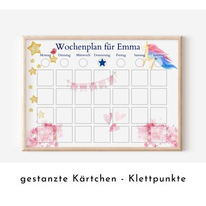 Wochenplan "Einhorn" personalisiert für Kinder, Routineplan mit 246 Routine Karten, laminiert magnetisch, Geschenkidee Geburtstag Kinder