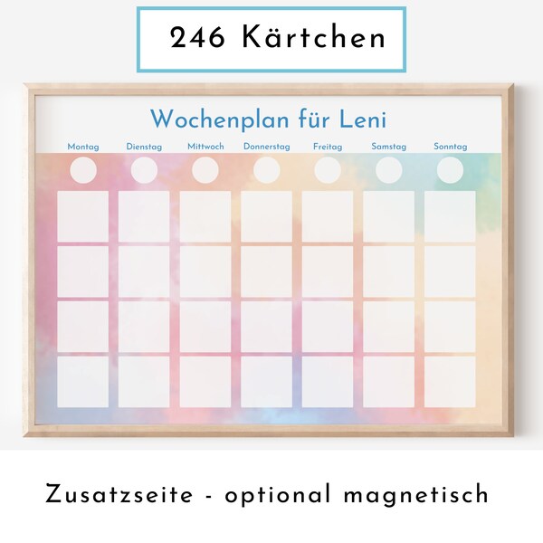 Personalisierter Wochenplan "Aquarell", Kinder und Teenager, 246 Routine Karten, Klettpunkte, Montessori Routineplan von Familie Nordstern