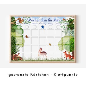 Personalisierter Wochenplan "Wald und Wiese" mit 246 Routine Karten für Kinder, magnetisch, Montessori Routineplan von Familie Nordstern