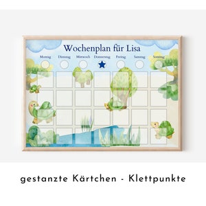 Personalisierter Kinder Wochenplan "Schildkröten", 246 Routine Karten, laminiert, magnetisch, Montessori Routineplan von Familie Nordstern