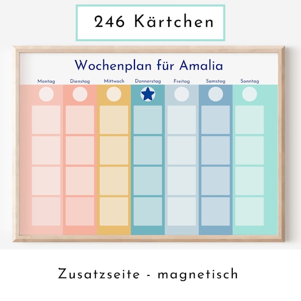 Personalized weekly plan for children and teenagers, 246 routine cards, Velcro, laminated, magnetic, Montessori routine plan "Rainbow"