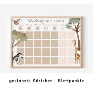 Wochenplan "Boho Jungle" mit Name personalisiert, 246 Routine Karten, laminiert Klett, Montessori Routineplan für Kinder, Familie Nordstern