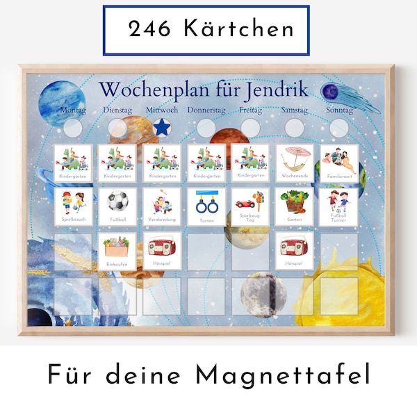 Wochenplan für dein Magnetboard, 246 Routine Karten für Kinder und Jugendliche, Neodym-Magnete, Routineplan "Milchstraße"