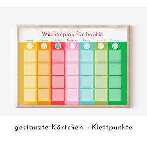 Wochenplan "Frühling" mit Name personalisiert, 246 Routine Karten, laminiert magnetisch Klett, Routineplan für Kinder und Jugendliche
