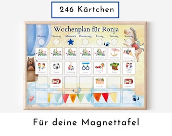 Magnetboard Wochenplan "Himmlisch" für Kinder und Teenager, 246 Routine Karten, Neodym-Magnete, Montessori Routineplan von Familie Nordstern