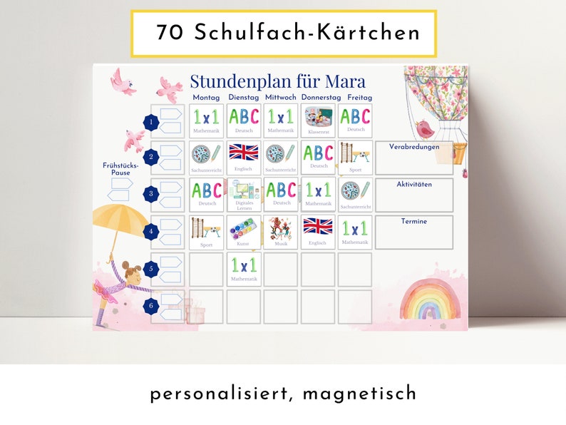 Personalisierter Stundenplan Schulkind
