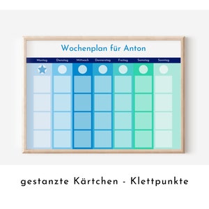 Personalisierter Wochenplan für Kinder und Teenager, 246 Wochenplan Karten, laminiert magnetisch, Geschenkidee  "Meeresrauschen"