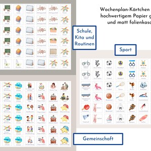 Planificador semanal personalizado "Acuarela", para niños y adolescentes, 360 tarjetas de rutinas, puntos de velcro, planificador de rutinas Montessori de la familia Nordstern. imagen 5
