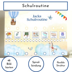 Routineplan für Schulkinder mit 48 Routine Karten, personalisiert, flexible Planung für den Schultag, fördert die Selbstständigkeit