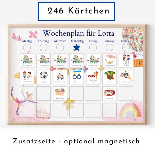 Personalisierter Wochenplan "Ballett" Kinder mit 246 Routine Karten, laminiert, magnetisch, Montessori Planer Kalender von Familie Nordstern