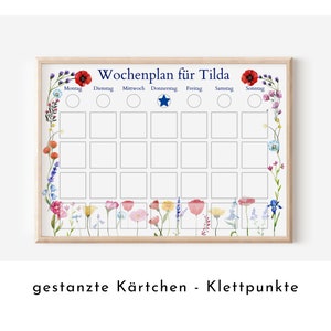 Personalisierter Wochenplan "Blumen" für Kinder und Teenager, 246 Routine Karten, laminiert magnetisch, Routineplan nach Montessori
