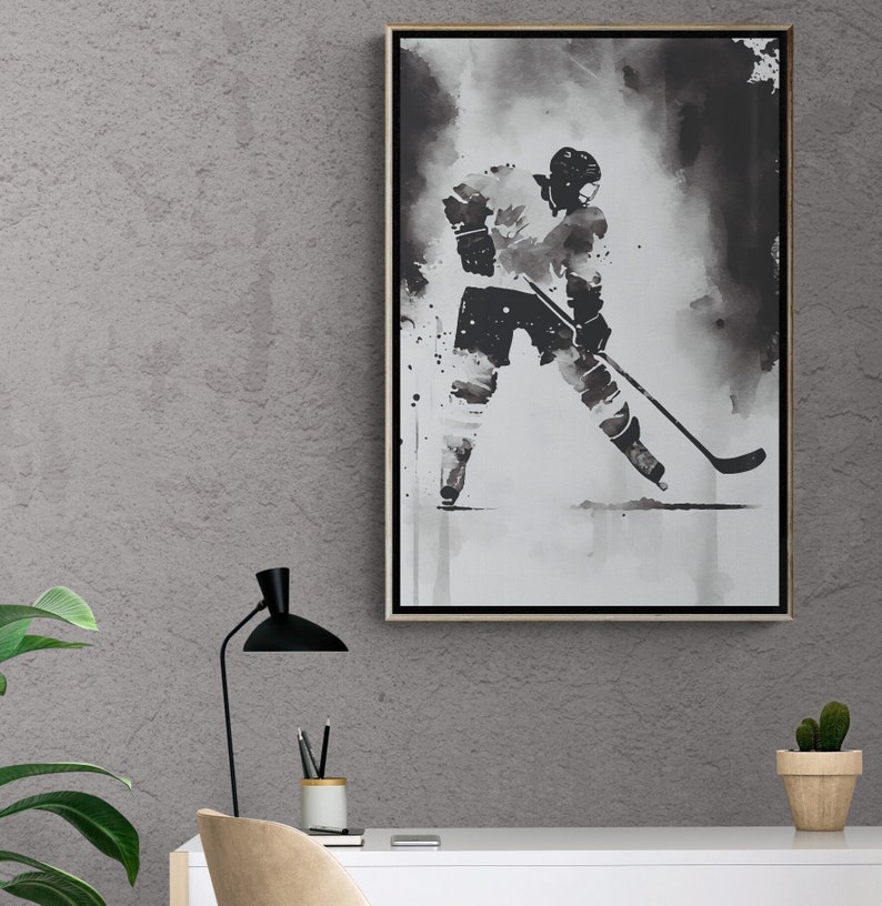 Hokey Player, arredamento per la camera da letto dei ragazzi, poster sportivi, stampe sportive, arte da parete sportiva, stampe di calcio, Fan Gift Art, arte da parete per ragazzi, carta da parati immagine 1