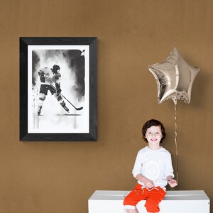 Hokey Player, arredamento per la camera da letto dei ragazzi, poster sportivi, stampe sportive, arte da parete sportiva, stampe di calcio, Fan Gift Art, arte da parete per ragazzi, carta da parati immagine 4