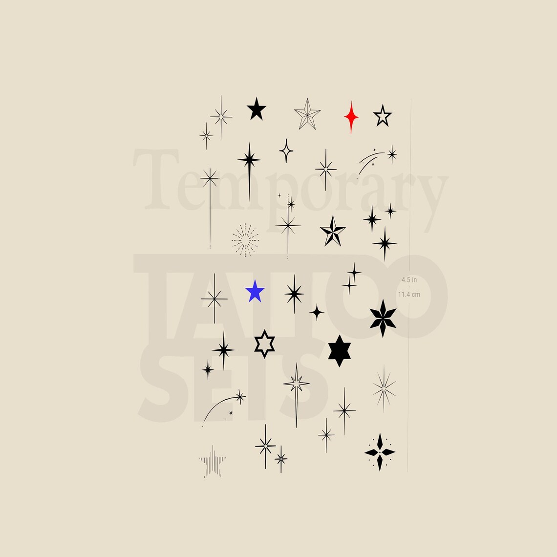 Star Pack Temporary Tattoo set of 2 - Etsy