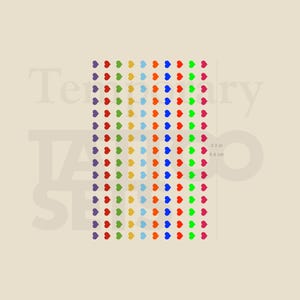Stickers ongles tatouage temporaire coeurs colorés (Lot de 2)