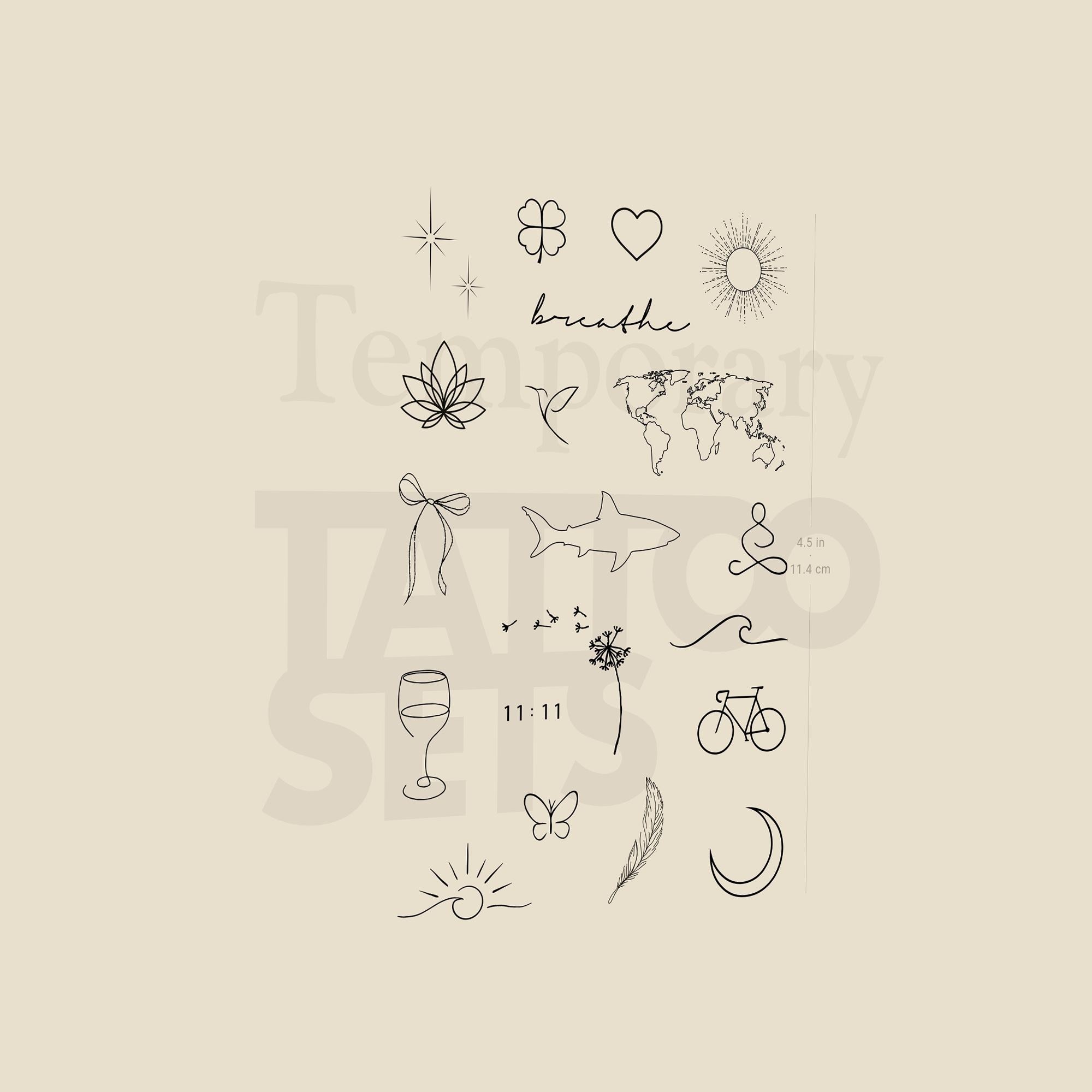 Fine Line Temporary Tattoo Pack (Set of 2)