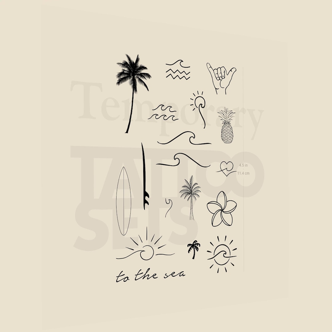 Surf Temporary Tattoo Pack (set of 2) - Etsy