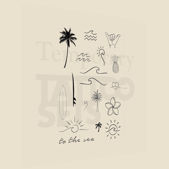 Surf Temporary Tattoo Pack (set of 2) - Etsy