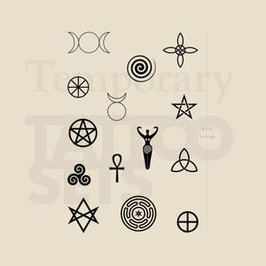 Pagan Symbols Pack Temporary Tattoo (Set of 2)
