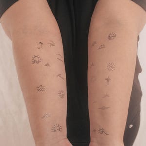 Waves, Sunset, Sunrise Chill Vibes Temporary Tattoo Pack (Set of 2)