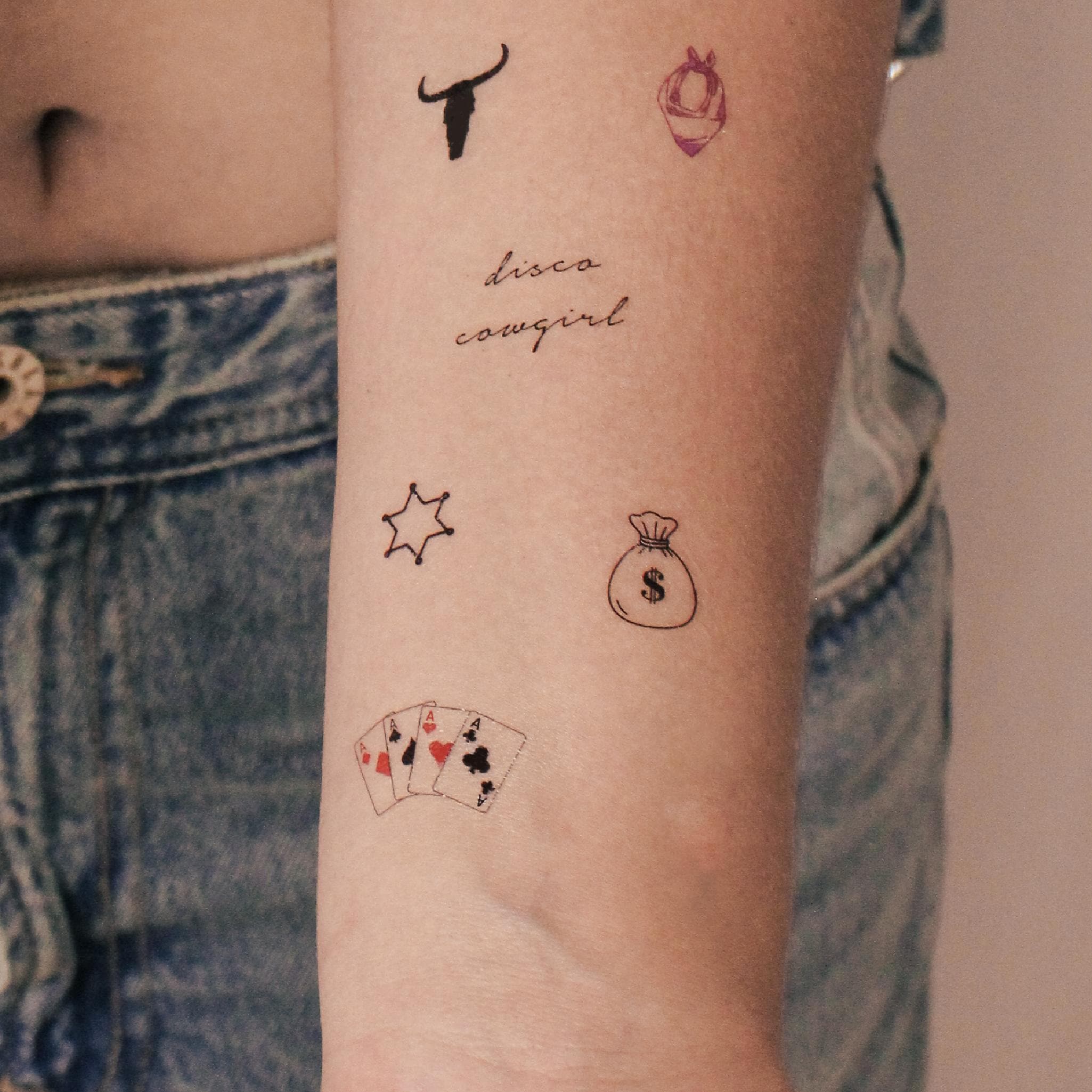 Pink Disco Cowgirl Pack Temporary Tattoo (set of 2) - Etsy, image size:2050x2050