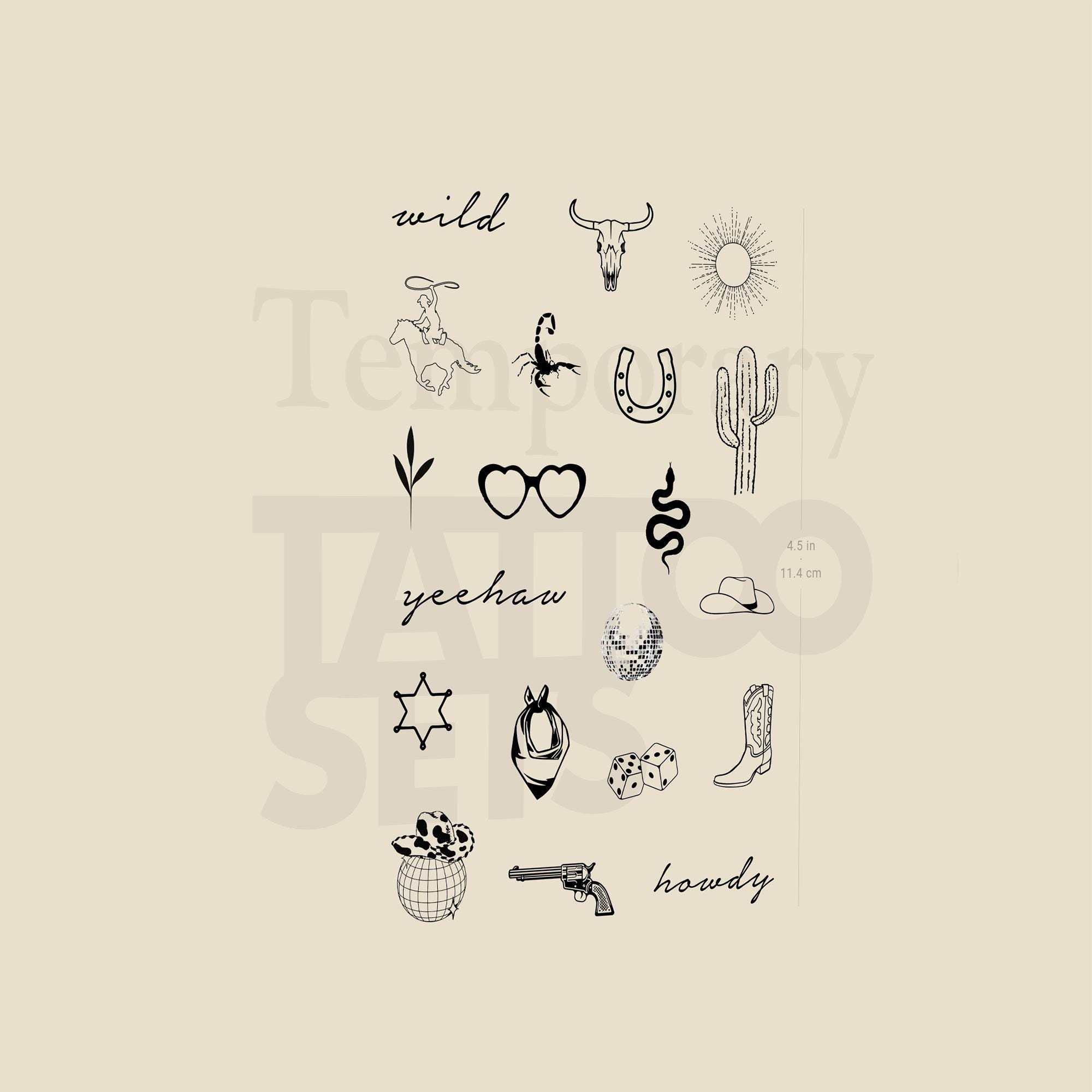 Disco Cowgirl Temporary Tattoo Pack (Set of 2)