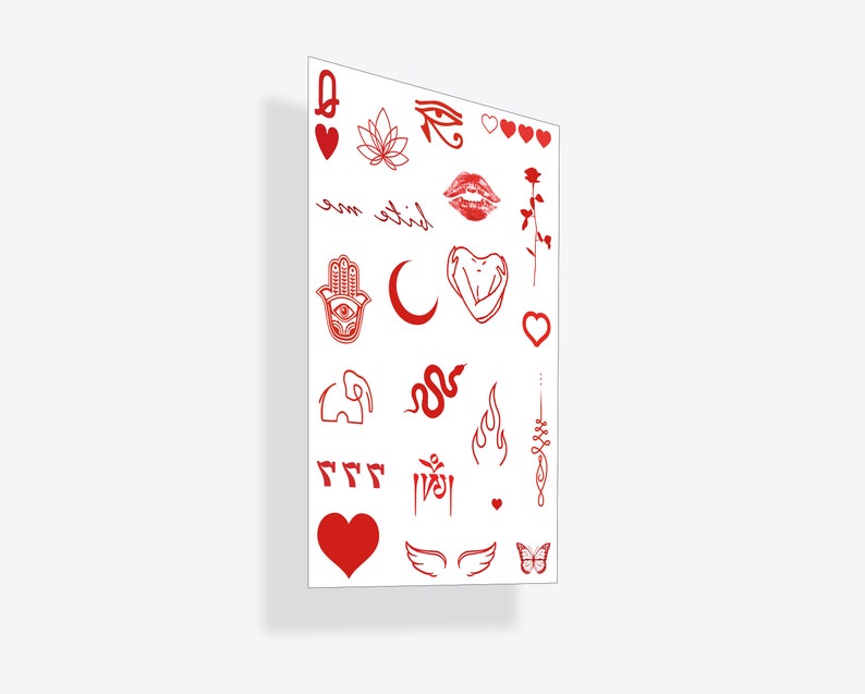 Red Ink Temporary Tattoo Pack set of 2 Etsy
