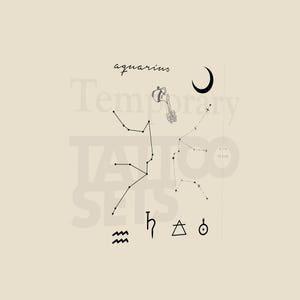 Aquarius Zodiac Sign Temporary Tattoo Pack (Set of 2)