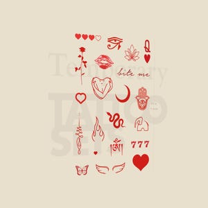 Red Ink Temporary Tattoo Pack (Set of 2)