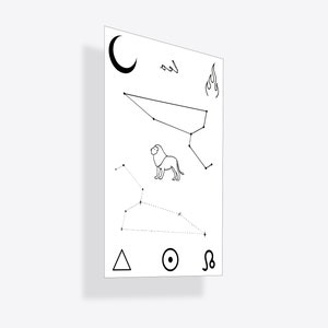 Tatuaggio temporaneo del segno zodiacale Leone (Set di 2)