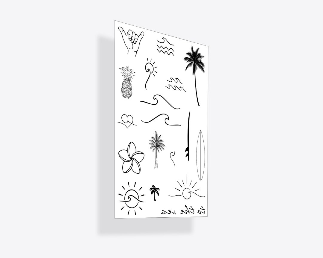 Surf Temporary Tattoo Pack set of 2 - Etsy
