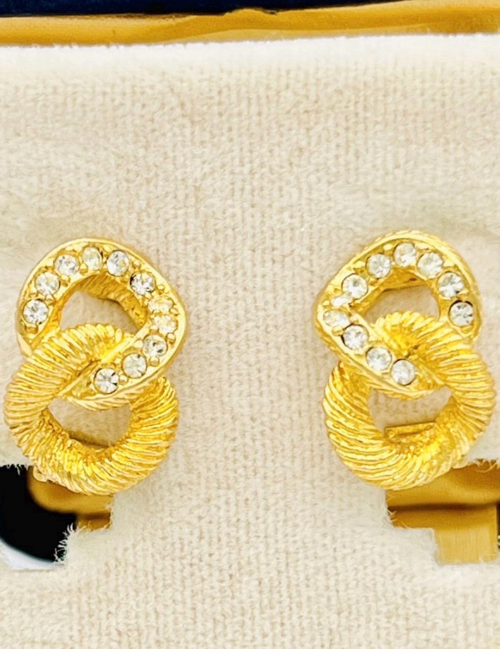 Boucles D'oreilles Clips Cyclope Vintage 1980/90 - Email Noir/vert/doré