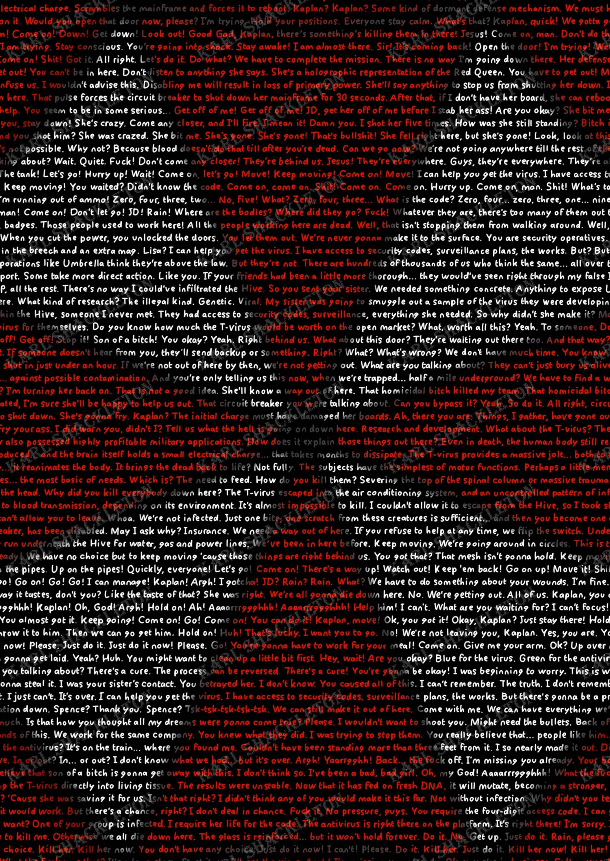 Resident Evil (2002) Handwritten Movie Script Poster - Etsy
