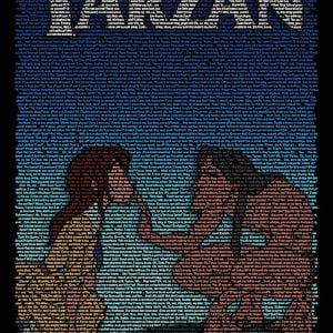 Póster de guión cinematográfico manuscrito de Tarzán (1999)