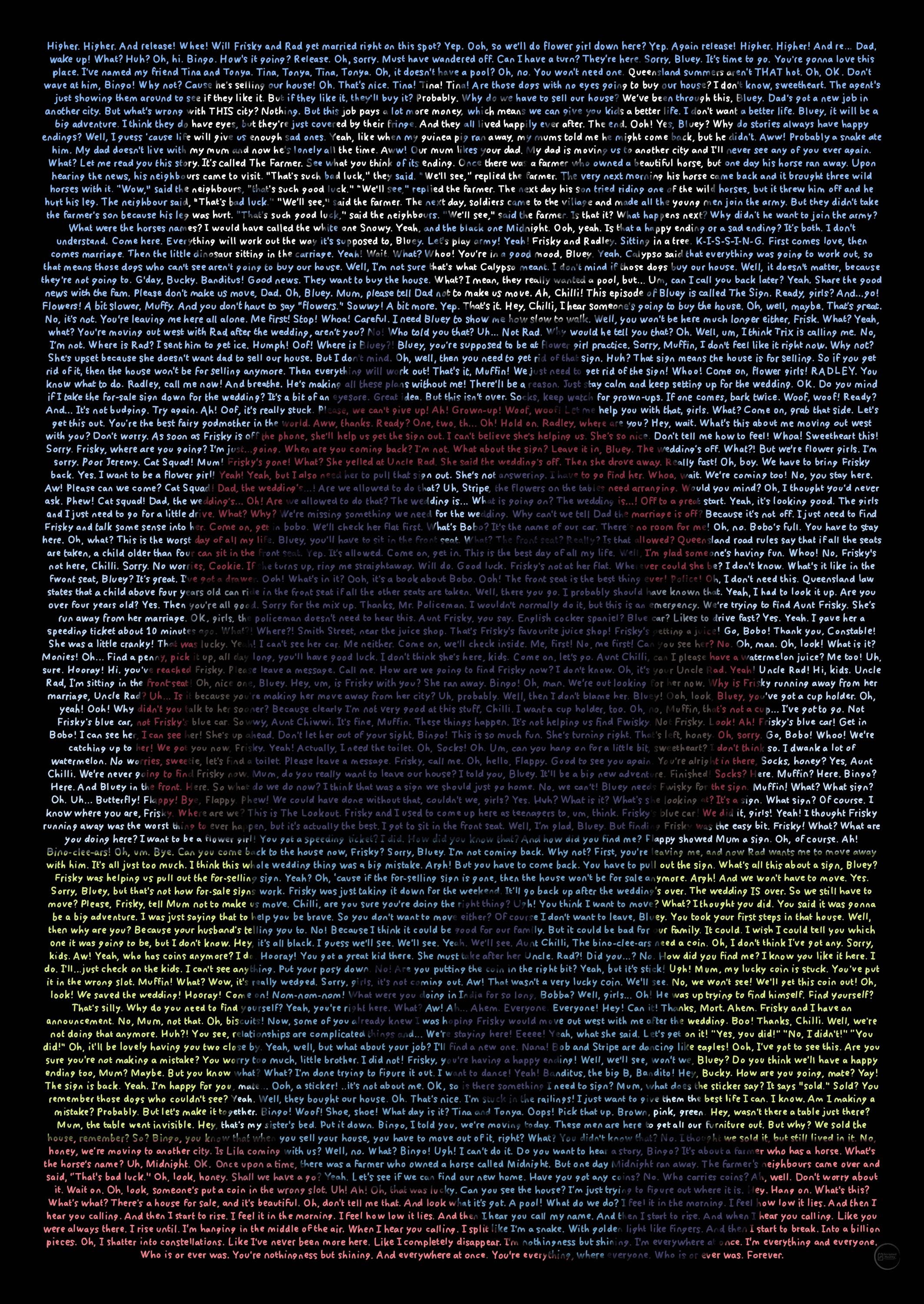 Bluey, the Sign (2024) Handwritten Movie Script Poster - Etsy