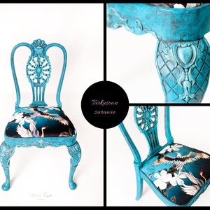 turquoise cranes chair