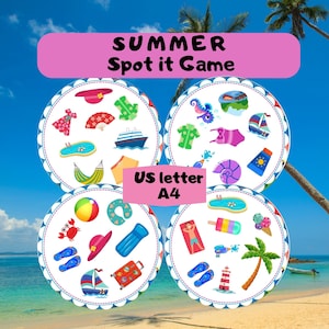 Zomerspel voor kinderen Spot It Seek It Find Pairs Match Foto's Activiteit DIY Dobble-stijl Kaarten Educatief Reisspel Vakantie US letter A4